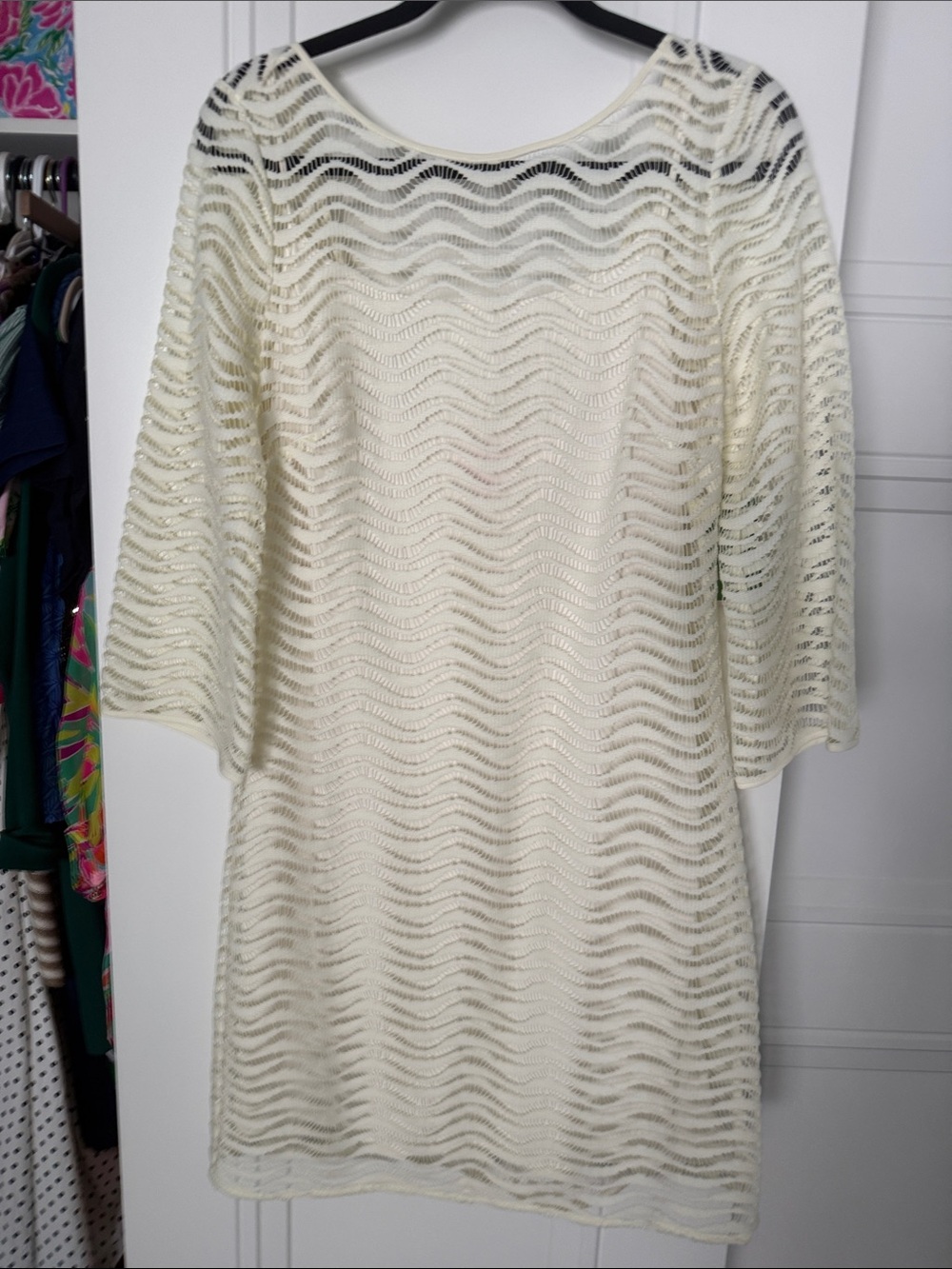 NWT Lilly Pulitzer Cream Crochet Overlay Tunic Dress Size Large